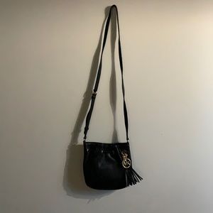 Small black Michael Kors leather crossbody with tassel